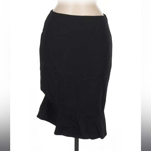 White House Black Market BP Flounce Hem Black Pencil Skirt NEW Size 6 - Picture 2 of 5